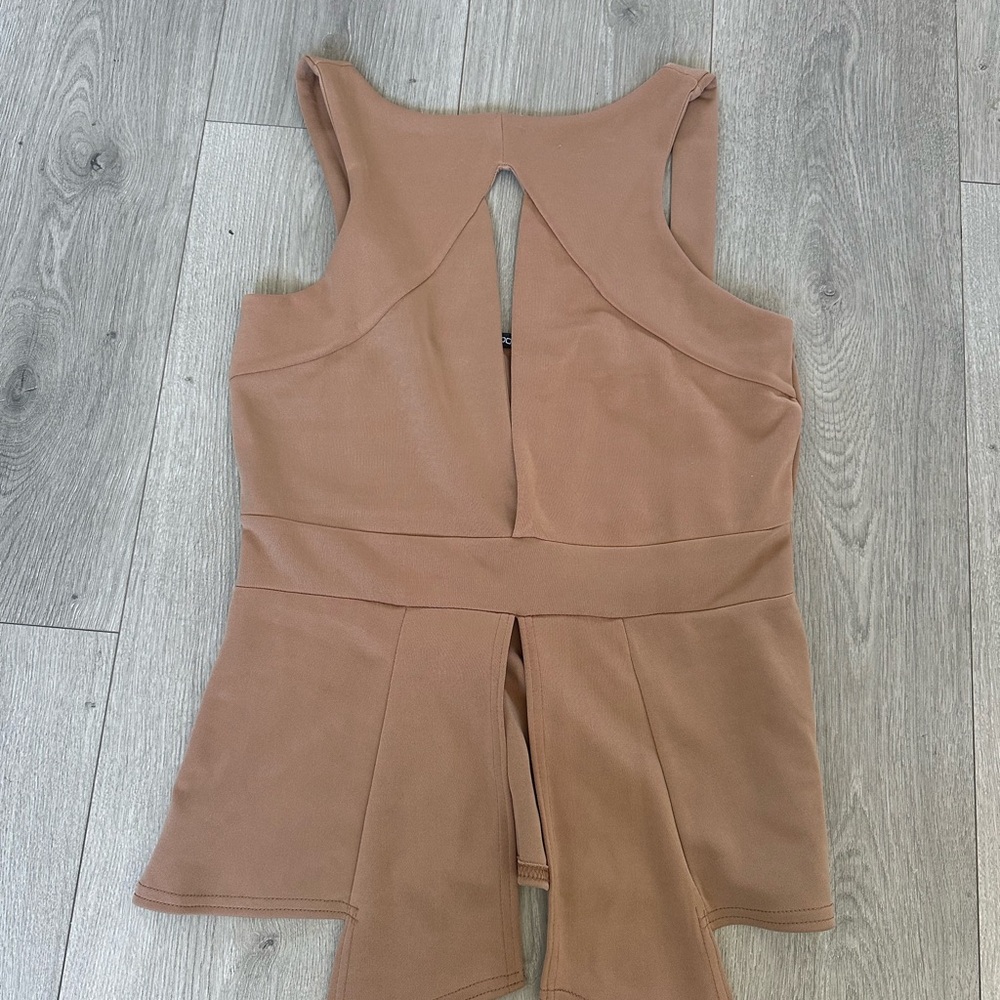 Boohoo Tan Drape Neck Top